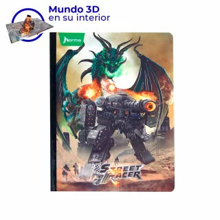 Cuaderno Cosido  100 Hojas Linea Corriente Street Racer Dragon Verde