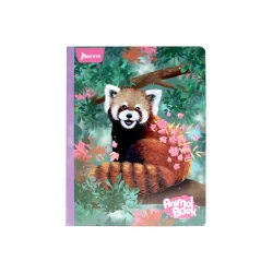 Cuaderno Cosido  50 Hojas Cuadriculado Animal Book Panda Rojo