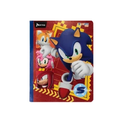 Cuaderno Cosido  50 Hojas Cuadriculado Sonic Fondo Rojo