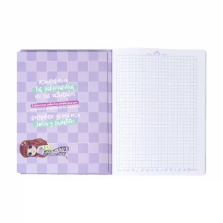 Cuaderno cosido 100 hojas cuadriculado Bonequinhas - patinaje