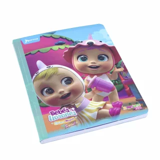 Cuaderno Cosido 100 Hojas Cuadriculado Cry Babies - Vaso Rosa Tropical