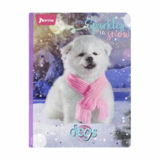 Cuaderno Cosido 100 Hojas Cuadriculado Dogs Sparkles In Snow
