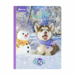 Cuaderno Cosido 100 Hojas Cuadriculado Dogs Winter Wonderland