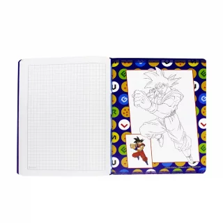 Cuaderno Cosido 100 Hojas Cuadriculado Dragon Ball Grupo Fondo Rojo
