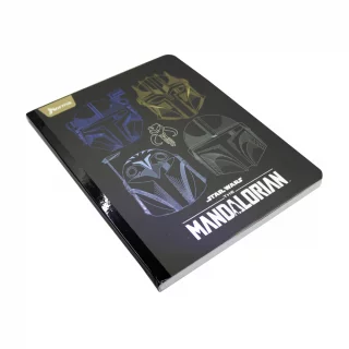 Cuaderno Cosido 100 Hojas Cuadriculado Mandalorian Cascos Fondo Negro