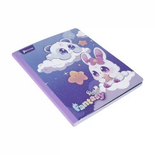 Cuaderno Cosido 100 Hojas Cuadriculado Peluches Fantasy - Panda Y Conejo
