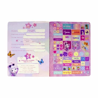 Cuaderno Cosido 100 Hojas Cuadriculado Peluches Mariposas