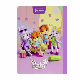 Cuaderno Cosido 100 Hojas Cuadriculado Peluches Mariposas