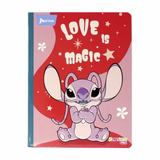 Cuaderno Cosido 100 Hojas Cuadriculado Stitch Love Is Magic