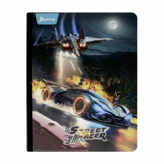 Cuaderno Cosido 100 Hojas Cuadriculado Street Racer Carro Azul Y Avion