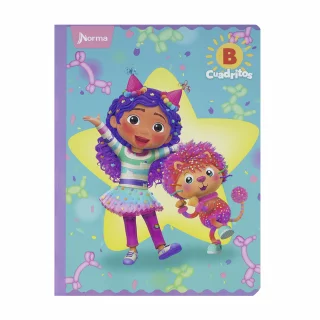 Cuaderno cosido 100 hojas cuadritos b cuadros 10mm Gabby´s Dollhouse - estrella amarilla
