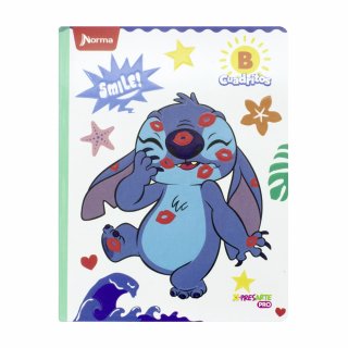 Cuaderno Cosido 100 Hojas Cuadritos B Stitch - Smile - Tienda Norma