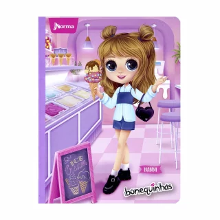 Cuaderno cosido 100 hojas doble línea Bonequinhas - heladeria