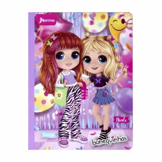 Cuaderno cosido 100 hojas doble línea Bonequinhas - party time