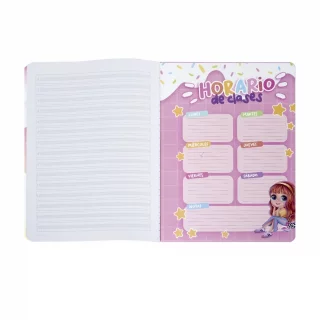 Cuaderno cosido 100 hojas doble línea Bonequinhas - party time