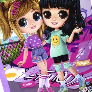 Cuaderno cosido 100 hojas doble línea Bonequinhas - patinaje