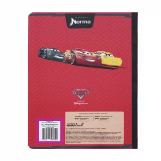 Cuaderno cosido 100 hojas línea corriente Cars - race ready