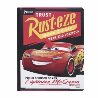 Cuaderno cosido 100 hojas línea corriente Cars - rust-eze