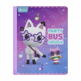 Cuaderno cosido 100 hojas línea corriente Gabby´s Dollhouse - party bus groove