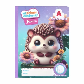 Cuaderno cosido 100 hojas precuadritos A Mi Primer Cuaderno - puerco espin