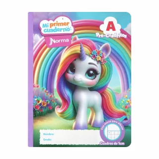 Cuaderno cosido 100 hojas precuadritos A Mi Primer Cuaderno - unicornio
