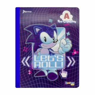 Cuaderno Cosido 100 Hojas Precuadritos A Sonic - Lets Roll