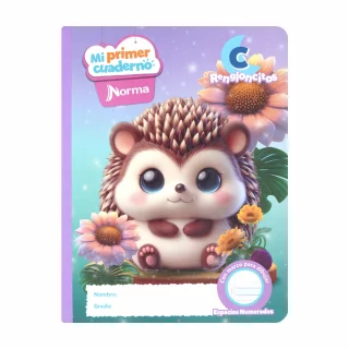 Cuaderno cosido 100 hojas rengloncitos C Mi Primer Cuaderno - puerco espin