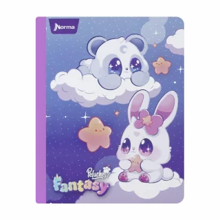 Cuaderno Cosido 50 Hojas Cuadriculado Peluches Fantasy - Panda Y Conejo
