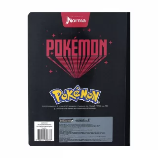 Cuaderno Cosido 50 Hojas Cuadriculado Pokemon - Franjas Rojas Verticales