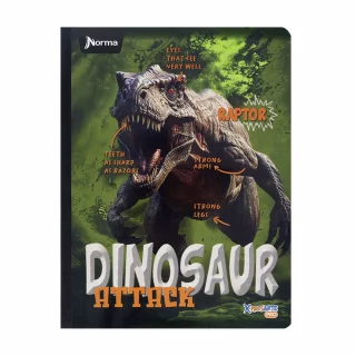 Cuaderno cosido 50 hojas cuadriculado Saurios - dinosaur attack