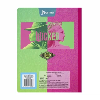 Cuaderno Cosido 50 Hojas Cuadriculado Wicked - Elphaba Y Glinda Marco Dorado