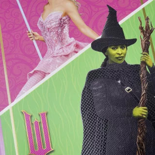Cuaderno Cosido 50 Hojas Cuadriculado Wicked - Elphaba Y Glinda Marco Dorado
