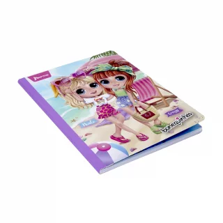 Cuaderno cosido 50 hojas doble línea Bonequinhas - en la playa