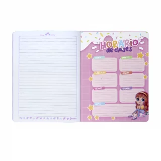 Cuaderno cosido 50 hojas línea corriente Bonequinhas - karts