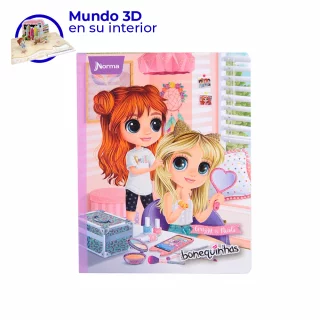 Cuaderno Cosido Bonequinhas Dolls  100 Hojas  Doble Linea    6 Peinado