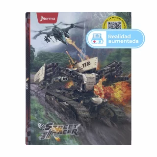 Cuaderno Cosido Durabook Street Racer 80 Hojas 1 Materia Cuadriculado - Tanque 112