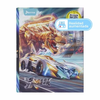 Cuaderno Cosido Durabook Street Racer 80 Hojas 1 Materia Línea Corriente - Dino Fuego