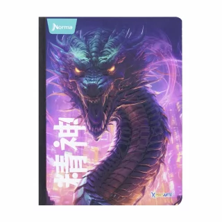 Cuaderno cosido masculino 100 hojas cuadriculado X-presarte - dragon