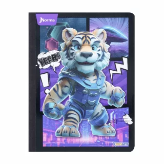 Cuaderno cosido masculino 100 hojas línea corriente X-presarte - tigre yeah