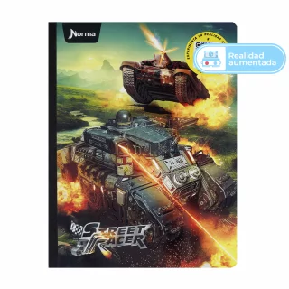 Cuaderno Cosido Street Racer 100 Hojas 1 Materia Cuadriculado - Guerra Tanques