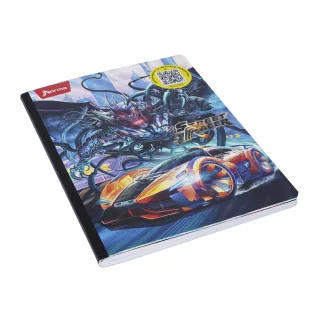 Cuaderno Cosido Street Racer 100 Hojas 1 Materia Doble Línea - Carro Naranja Y Mosntruo