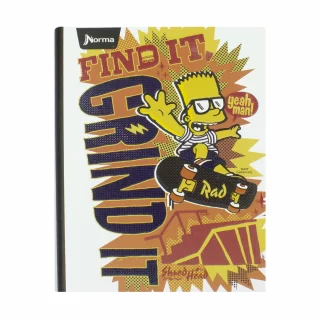 Cuaderno Cosido Tapa Dura 90 Hojas Cuadriculado Los Simpsons - Grind It