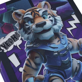 Cuaderno cosido tapa dura masculino 90 hojas cuadriculado X-presarte - tigre yeah