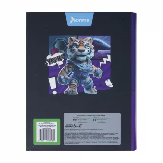 Cuaderno cosido tapa dura masculino 90 hojas cuadriculado X-presarte - tigre yeah