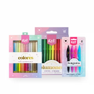 Kit Funcional Caja de Colores + Marcadores + Lapiceros Kiut