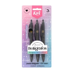 Lapiceros Kiut X 3 Color Negro