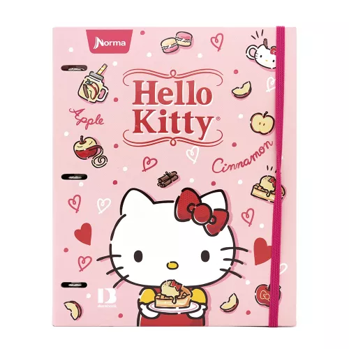 Carpeta 3 Aros Tapa Dura Profesional Hello Kitty Cinnamon Hojas