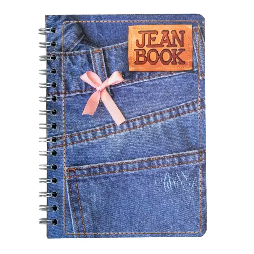 Cuad DO Fran Jean Book Rev C5 100H Denim with Pink Bow