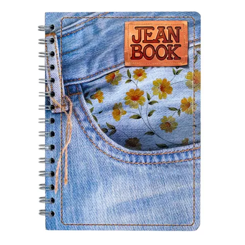 Cuad DO Fran Jean Book Rev C5 100H Denim with Watercolor Flowers