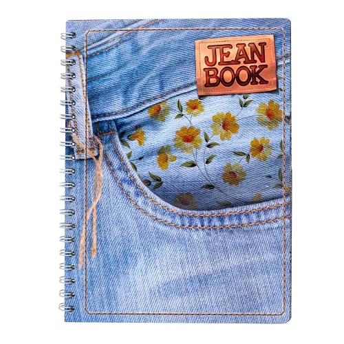 Cuad DO Prof Jean Book Rev C7 100H Denim with Watercolor Flowers